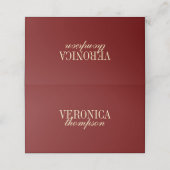 Classic Elegant Script Wine Red Wedding Plaatskaartje (Buitenkant ongevouwen)