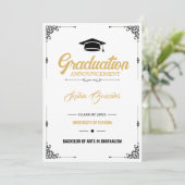 Classic Elegant Script Wit Afstuderen Aankondiging (Staand voorkant)