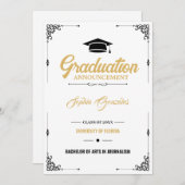 Classic Elegant Script Wit Afstuderen Aankondiging (Voorkant / Achterkant)