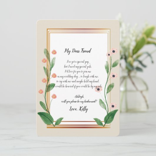 Classic & Elegant Sophistica zal mijn bruidsmeisje Kaart (Staand voorkant)