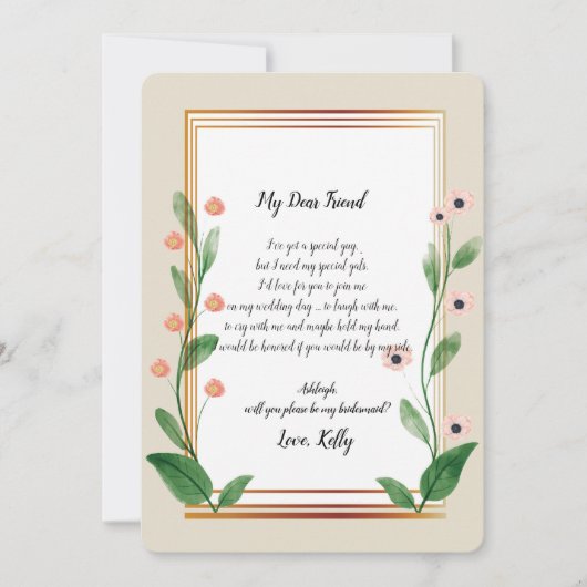 Classic & Elegant Sophistica zal mijn bruidsmeisje Kaart (Voorkant)