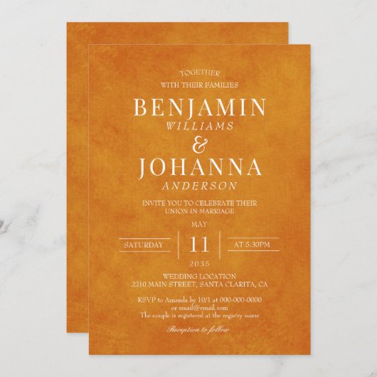 Classic Elegant Sunset Sinaasappel Waterverf bruil Kaart (Voorkant / Achterkant)