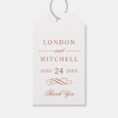 Classic Elegant Terracotta Sinaasappel Wedding Mon Cadeaulabel (Voorkant)