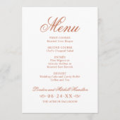 Classic Elegant Terracotta Sinaasappel Wedding Mon Menu (Voorkant)
