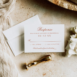 Classic Elegant Terracotta Sinaasappel Wedding Mon RSVP Kaartje