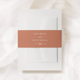 Classic Elegant Terracotta Sinaasappel Wedding Mon Uitnodigingen Wikkel