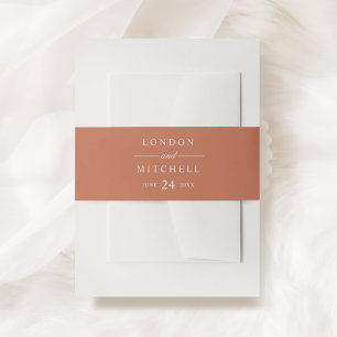 Classic Elegant Terracotta Sinaasappel Wedding Mon Uitnodigingen Wikkel