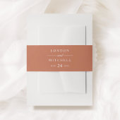 Classic Elegant Terracotta Sinaasappel Wedding Mon Uitnodigingen Wikkel