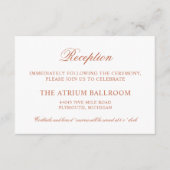 Classic Elegant Terracotta Wedding Reception Informatiekaartje (Voorkant)