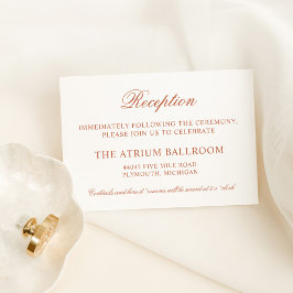 Classic Elegant Terracotta Wedding Reception Informatiekaartje