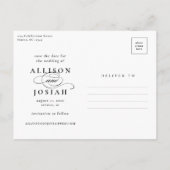 Classic Elegant Typography Names Photo Wedding Sav Aankondigingskaart (Achterkant)