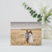 Classic Elegant Typography Names Photo Wedding Sav Aankondigingskaart (Staand voorkant)