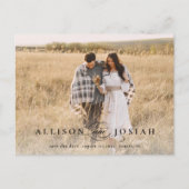 Classic Elegant Typography Names Photo Wedding Sav Aankondigingskaart (Voorkant)