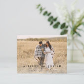 Classic Elegant Typography Names Photo Wedding Sav Aankondigingskaart (Staand voorkant)