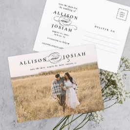 Classic Elegant Typography Names Photo Wedding Sav Aankondigingskaart