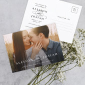 Classic Elegant Typography Names Photo Wedding Sav Aankondigingskaart
