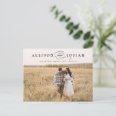 Classic Elegant Typography Names Photo Wedding Sav Aankondigingskaart (Staand voorkant)