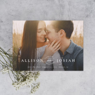 Classic Elegant Typography Names Photo Wedding Sav Magnetische Uitnodiging