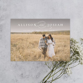 Classic Elegant Typography Names Photo Wedding Sav Magnetische Uitnodiging