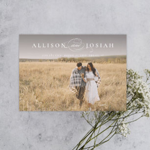 Classic Elegant Typography Names Photo Wedding Sav Magnetische Uitnodiging