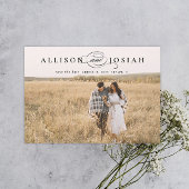 Classic Elegant Typography Names Photo Wedding Sav Magnetische Uitnodiging