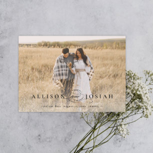 Classic Elegant Typography Names Photo Wedding Sav Magnetische Uitnodiging
