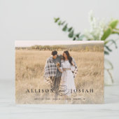 Classic Elegant Typography Names Photo Wedding Save The Date (Staand voorkant)