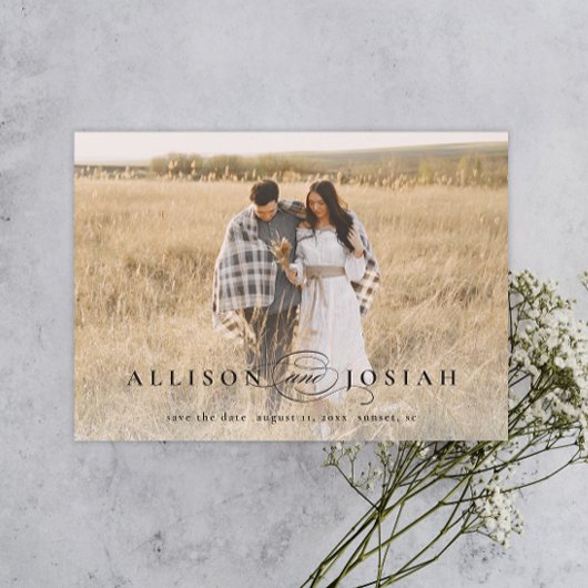 Classic Elegant Typography Names Photo Wedding Save The Date