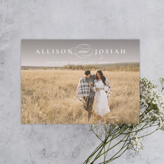 Classic Elegant Typography Names Photo Wedding Save The Date