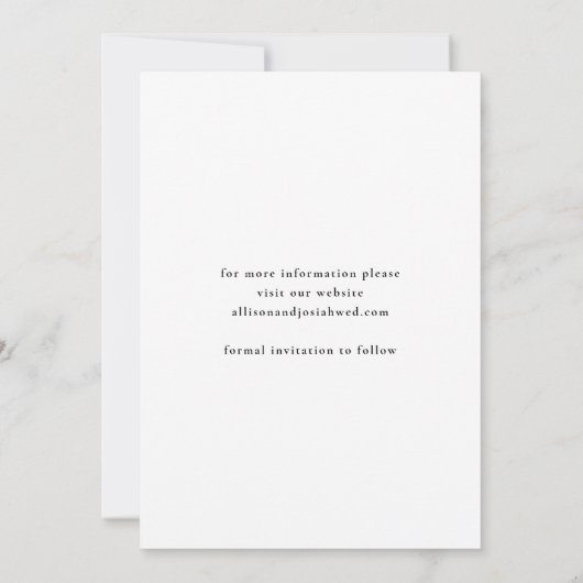 Classic Elegant Typography Names Photo Wedding Save The Date (Achterkant)