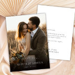 Classic Elegant Typography Single Photo Wedding Bedankkaart<br><div class="desc">Stylish minimalist, and elegant one-photo wedding thank you card. Thank your guests with this elegance wedding photo thank you card. Featuring a clean layout, refined typography, and a timeless aesthetic, it’s perfect for modern and classic wedding styles alike. Easily customize the photo and message to create a beautiful and meaningful...</div>