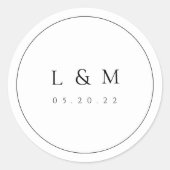 Classic Elegant Typography Wedding Monogram Ronde Sticker (Voorkant)