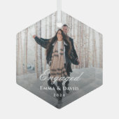 Classic Elegant Verloving foto Glas Ornament (Voorkant)