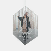 Classic Elegant Verloving foto Glas Ornament (Voorkant links)