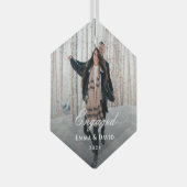 Classic Elegant Verloving foto Glas Ornament (Voorkant Rechts)