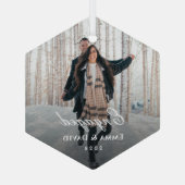 Classic Elegant Verloving foto Glas Ornament (Achterkant)