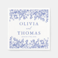 Classic Elegant Victoriaans Blauw Bloemen Bruiloft