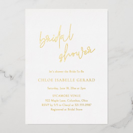 Classic Elegant Vrijgezellenfeest Folie Uitnodiging (Voorkant)