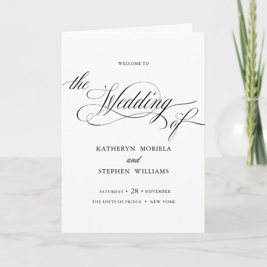 Classic Elegant Wedding Ceremony Folded Programme Programma (Voorkant)