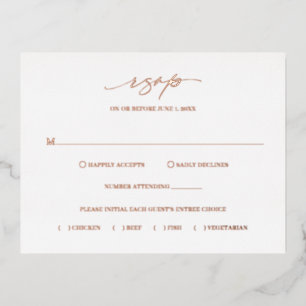 Classic Elegant Wedding Folie RSVP Card Uitnodiging Briefkaart