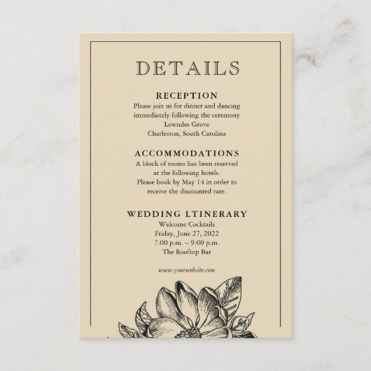 Classic Elegant Wedding Invitation Details Kaarten (Voorkant)