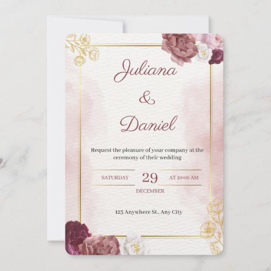 Classic Elegant Wedding Invitation Kaart (Voorkant)