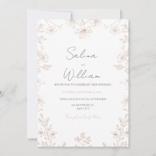 Classic Elegant Wedding Invitation | Timeless Kaart (Voorkant)