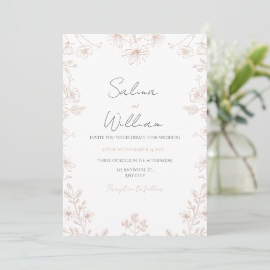 Classic Elegant Wedding Invitation | Timeless  Kaart (Staand voorkant)