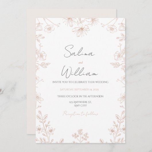 Classic Elegant Wedding Invitation | Timeless  Kaart (Voorkant / Achterkant)
