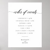Classic Elegant Wedding Order of Events Sign Poster (Voorkant)