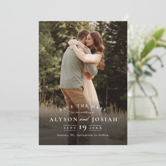 Classic Elegant Wedding Photo Save The Date (Staand voorkant)