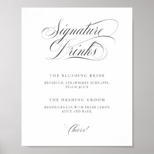 Classic Elegant Wedding Signature Drinken Tabletop Poster