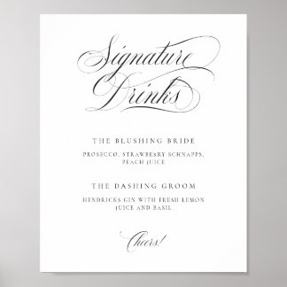 Classic Elegant Wedding Signature Drinken Tabletop Poster