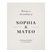 Classic Elegant Wedding Welcome Sign Perfect Poster (Voorkant)
